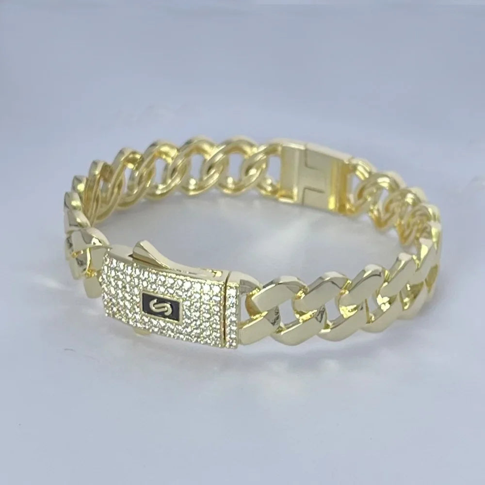 Pulsera Cubana Monaco Hip Hop – Chapada en Oro 14K | Hombre y Mujer
