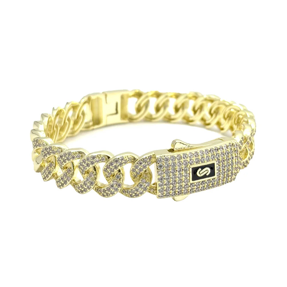 Pulsera Cubana Monaco Hip Hop – Chapada en Oro 14K | Hombre y Mujer