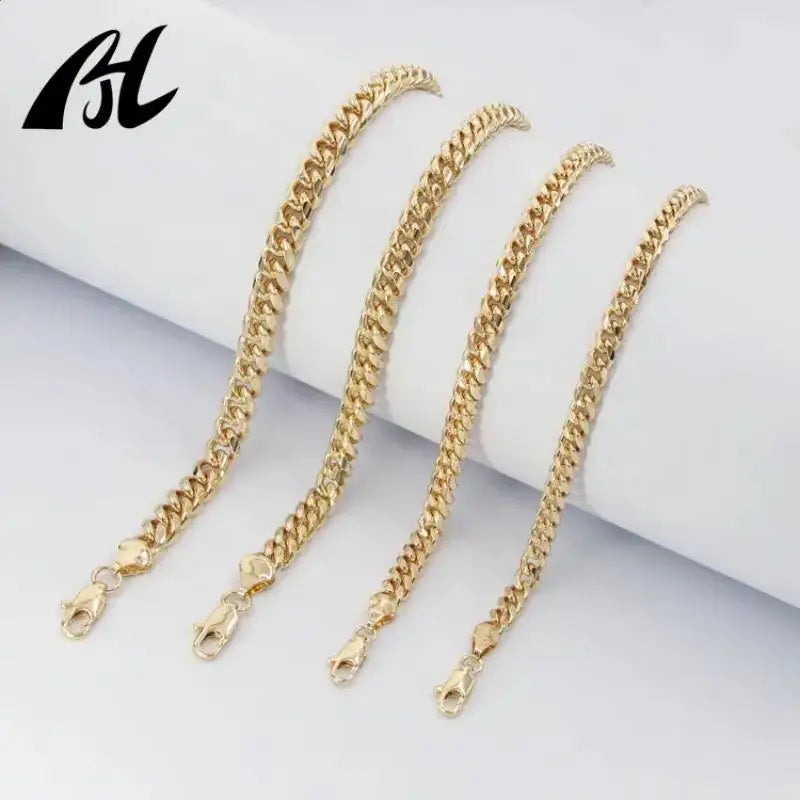 Pulsera Cadena Serpiente Cubana – Oro Laminado Hip Hop | Hombre y Mujer