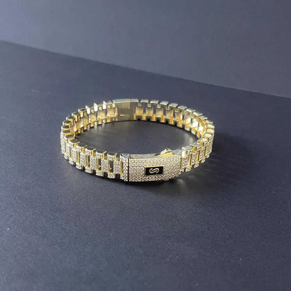 Pulsera Cubana Monaco Hip Hop – Chapada en Oro 14K | Hombre y Mujer