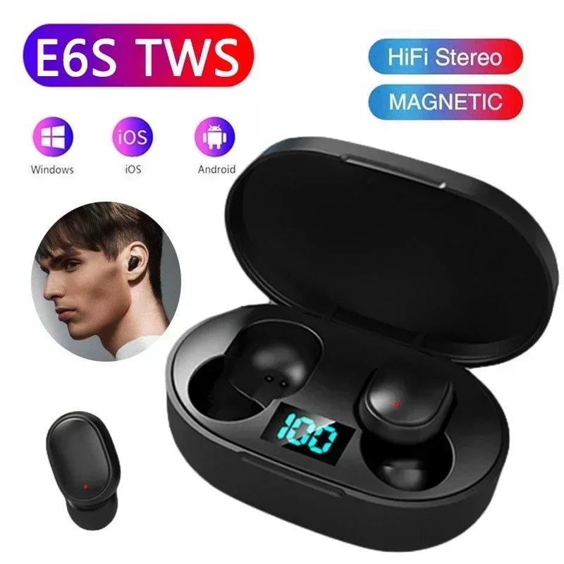 Auriculares Bluetooth E6S TWS – Cancelación de Ruido y Micrófono