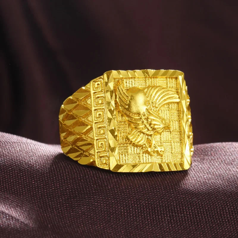 Anillo Águila Ajustable – Chapado en Oro Puro | Hombre y Mujer