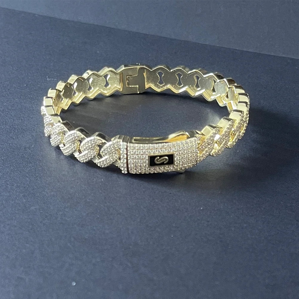 Pulsera Cubana Monaco Hip Hop – Chapada en Oro 14K | Hombre y Mujer