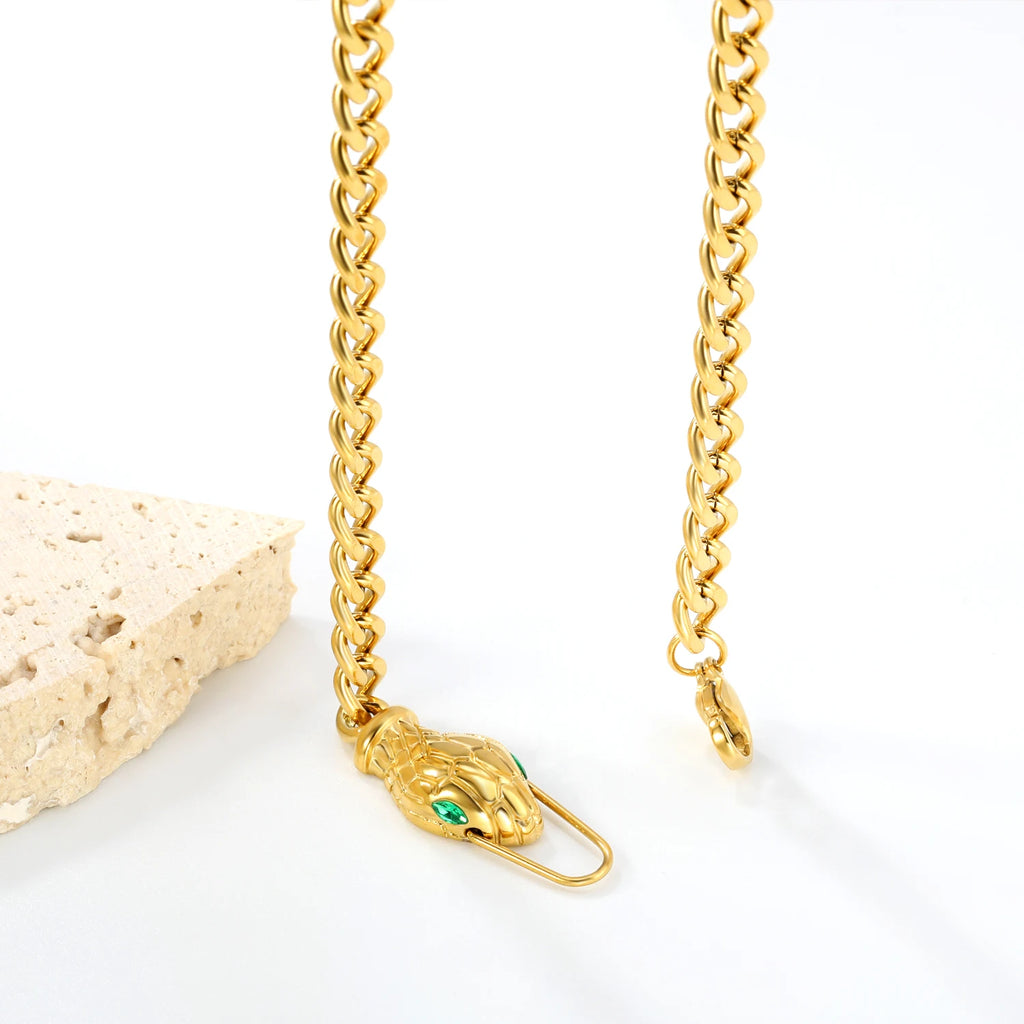 💎 Collar y Pulsera de Serpiente para Mujer – Acero Inoxidable Elegante