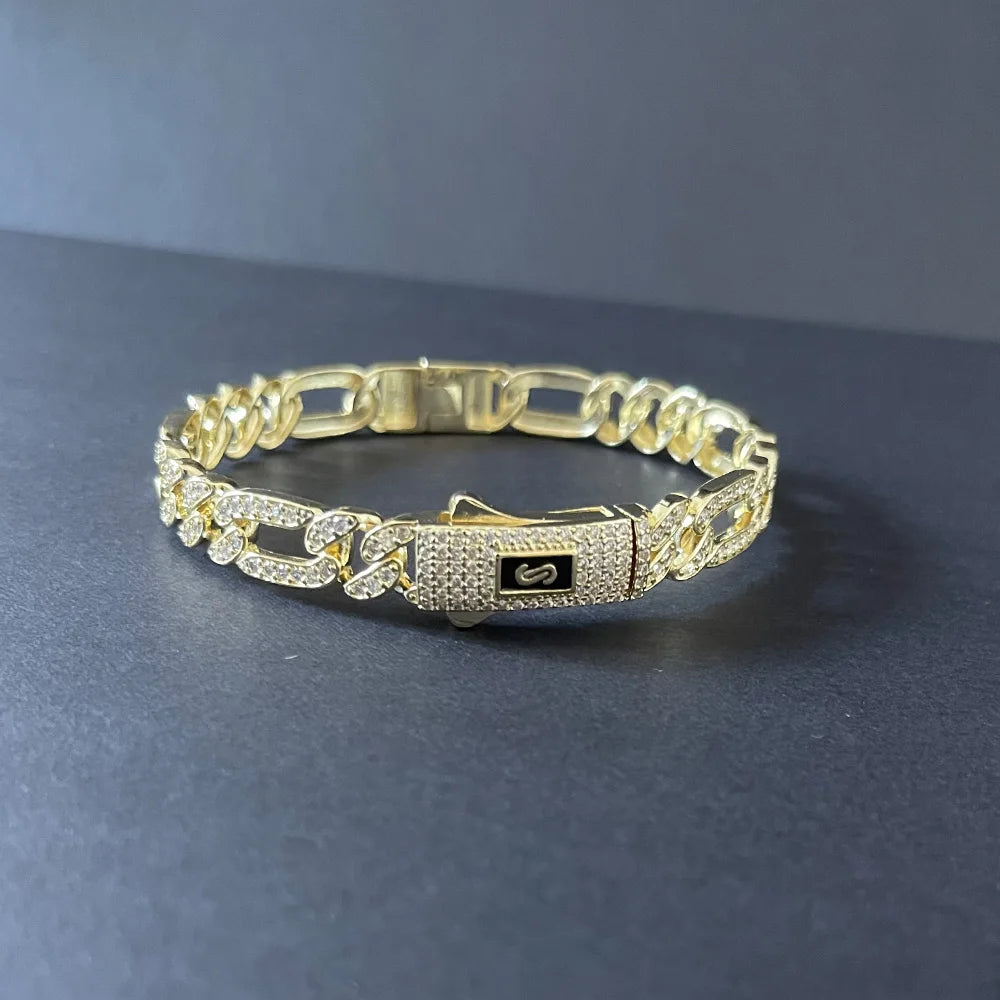 Pulsera Cubana Monaco Hip Hop – Chapada en Oro 14K | Hombre y Mujer