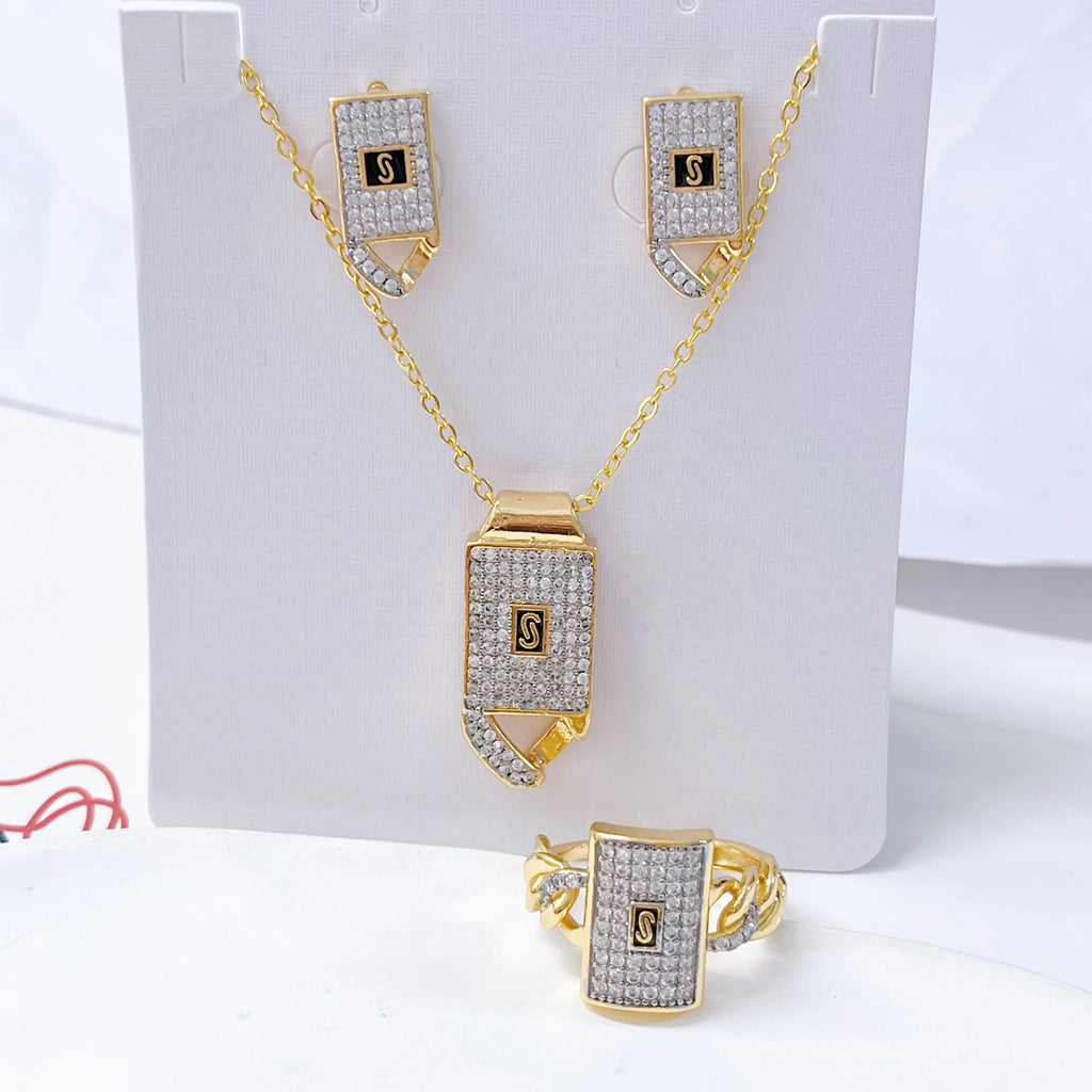 Set Joyería Laminada Oro 14K – Pendientes Mónaco Elegantes + Anillo Ajustable