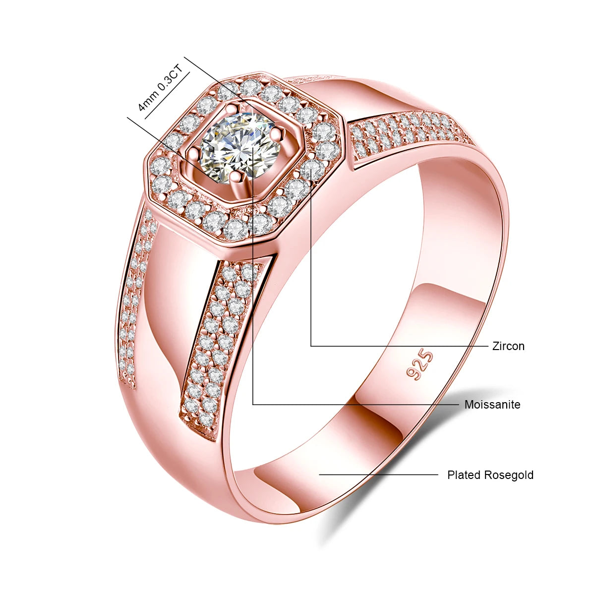 Anillo de Moissanita 1 Quilate – Plata de Ley 925 con Certificado | Regalo de Lujo