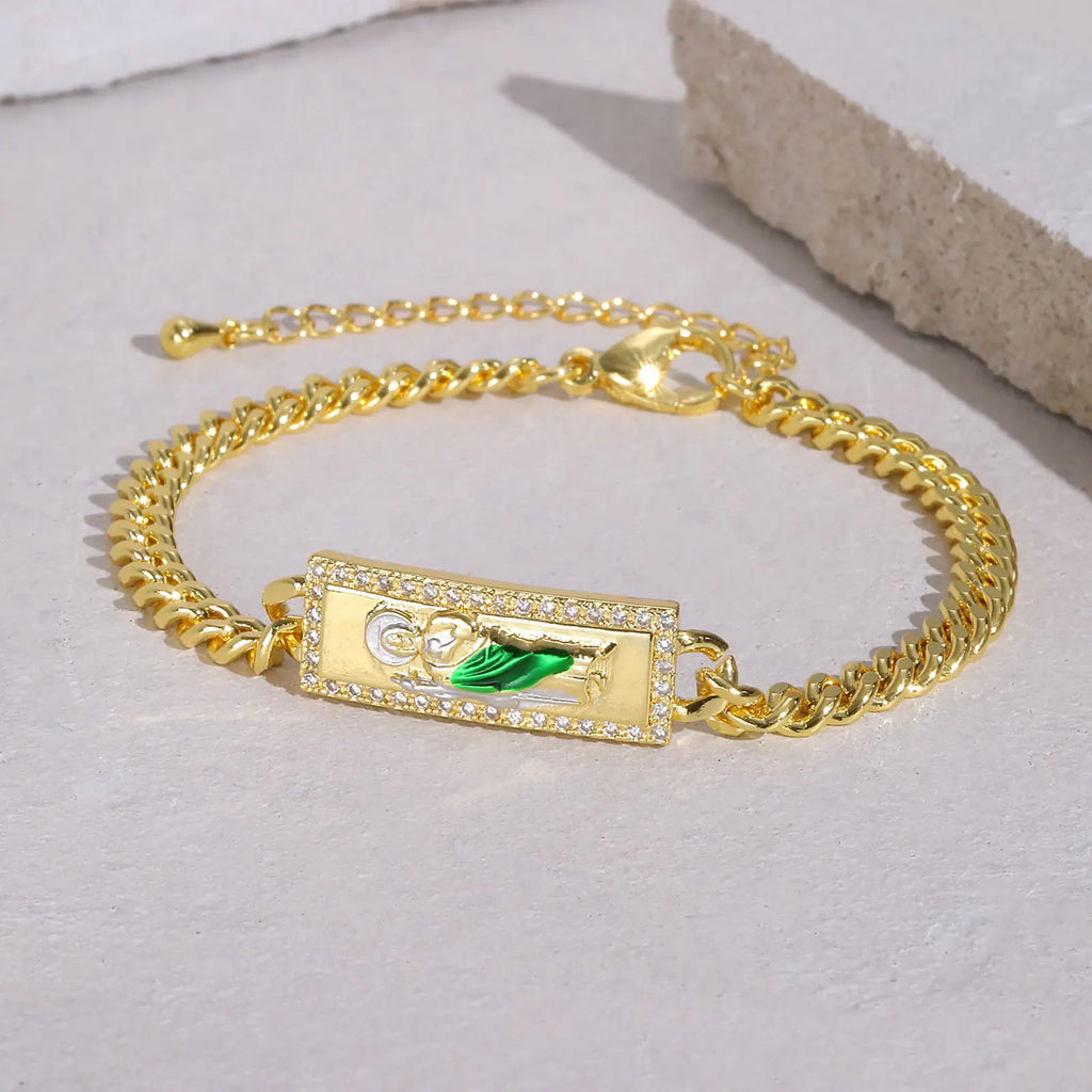 Pulsera San Judas Tadeo – Eslabones Ajustables Oro Laminado | Joyería Religiosa
