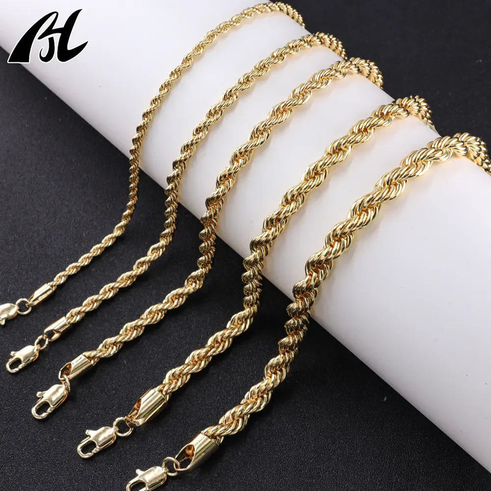 Pulsera Cadena Serpiente Twist – Oro Laminado Hip Hop | Hombre y Mujer