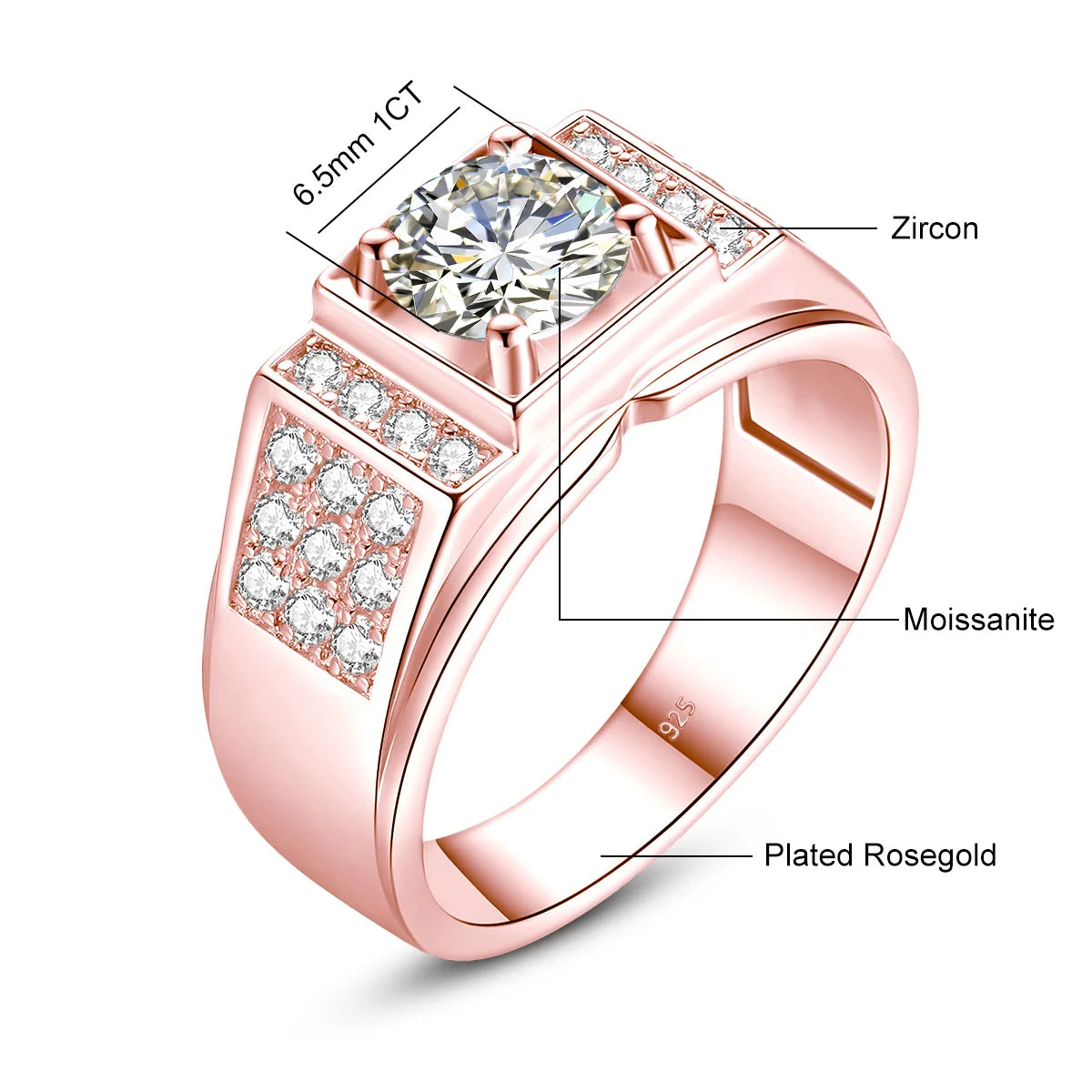 Anillo de Moissanita 1 Quilate – Plata de Ley 925 con Certificado | Regalo de Lujo