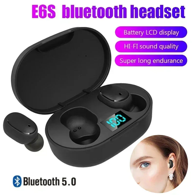 Auriculares Bluetooth E6S TWS – Cancelación de Ruido y Micrófono