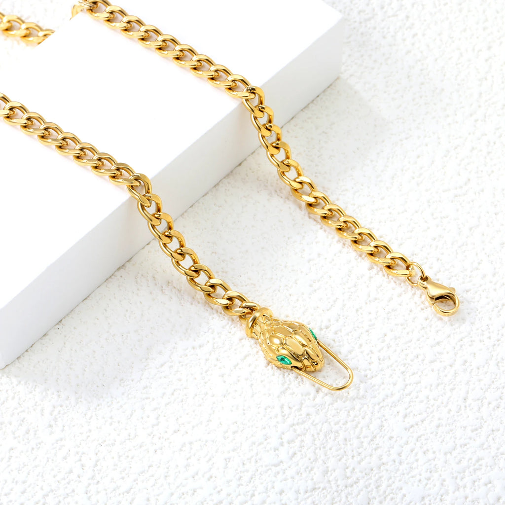 💎 Collar y Pulsera de Serpiente para Mujer – Acero Inoxidable Elegante