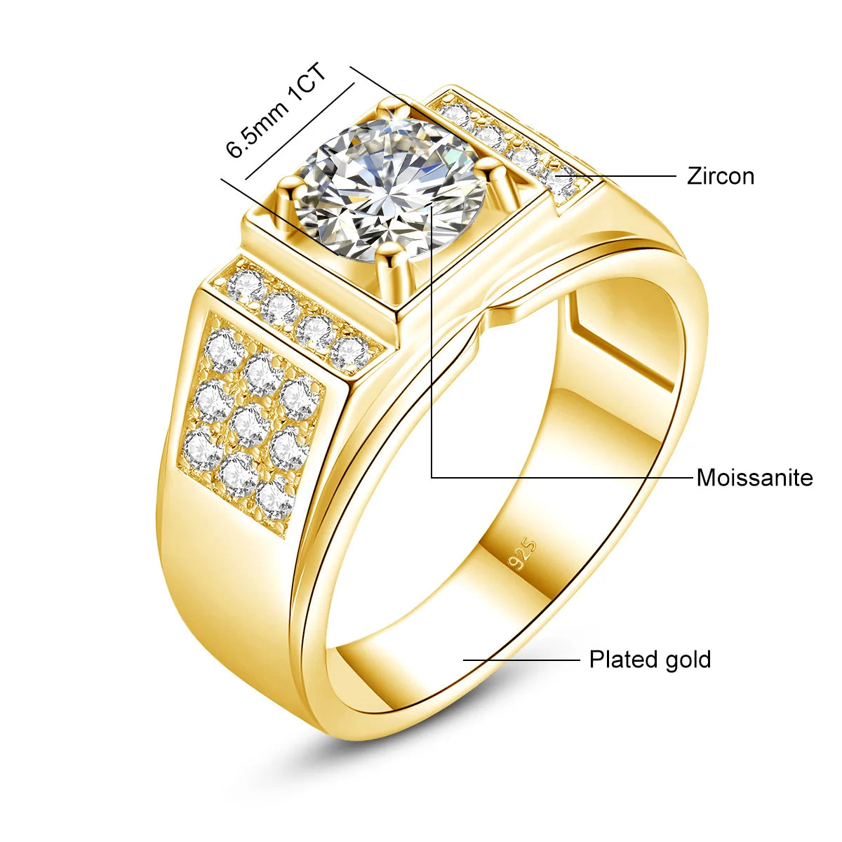 Anillo de Moissanita 1 Quilate – Plata de Ley 925 con Certificado | Regalo de Lujo