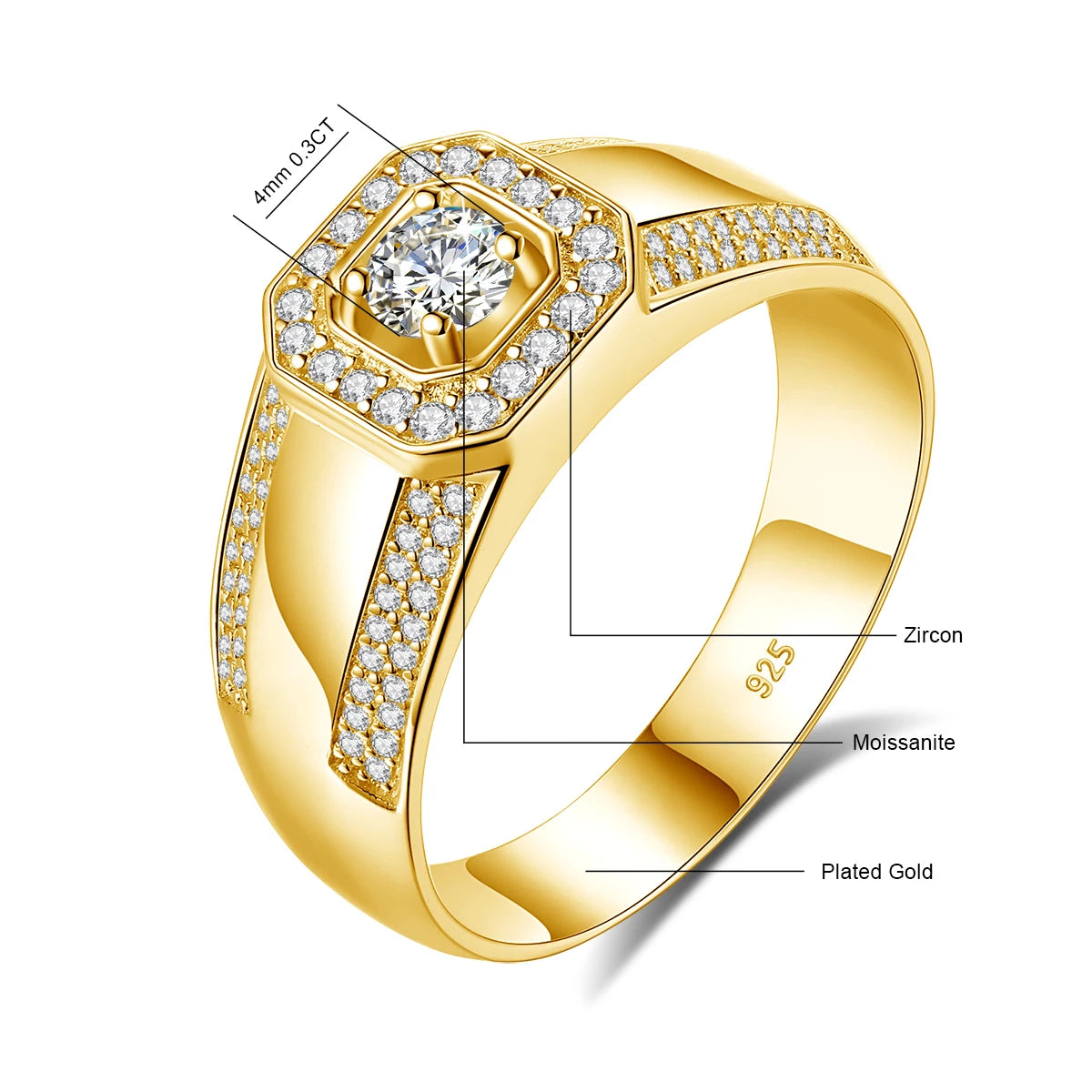 Anillo de Moissanita 1 Quilate – Plata de Ley 925 con Certificado | Regalo de Lujo
